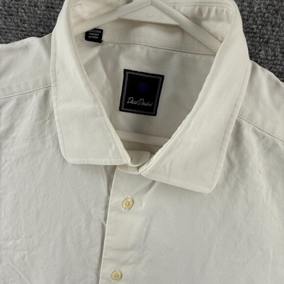 David Donahue 18 34/35 French Cuff Cotton White Button Up Shirt Men Solid Spread - Picture 3 of 16